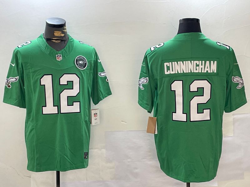 Men Philadelphia Eagles #12 Cunningham Green Throwback 2024 Nike Vapor Limited NFL Jersey style 2